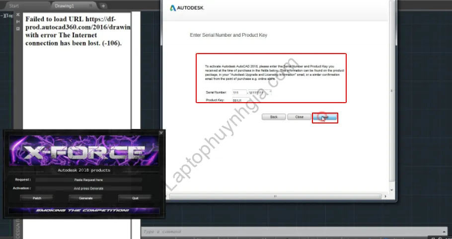 Nhập Product Key và Serial Number để kích hoạt Autocad 2018