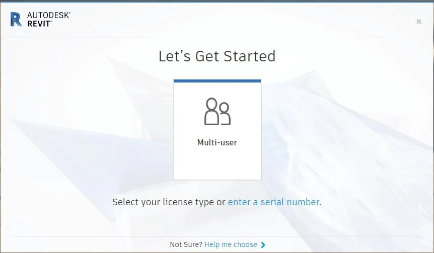 Nhập serial number Revit 2020