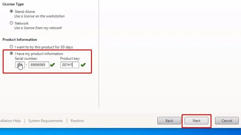 Nhập Serial number và Product key cho AutoCAD 2016