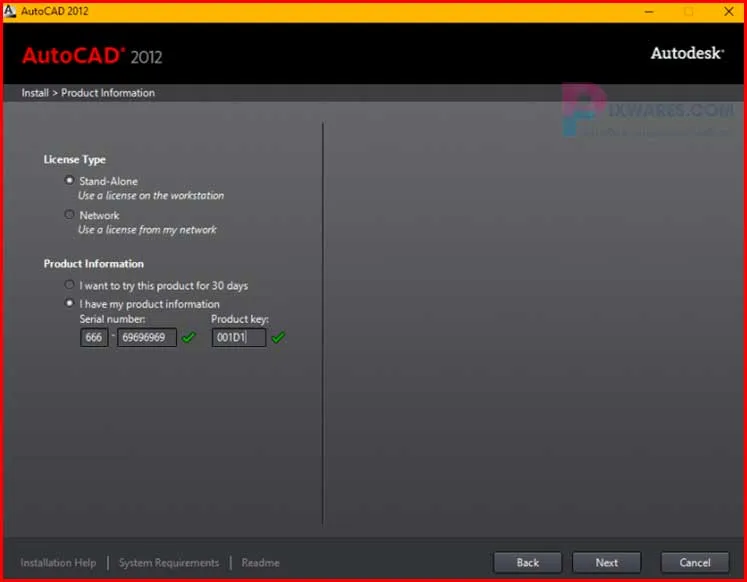 Nhập Serial Number và Product Key, sau đó bấm Next