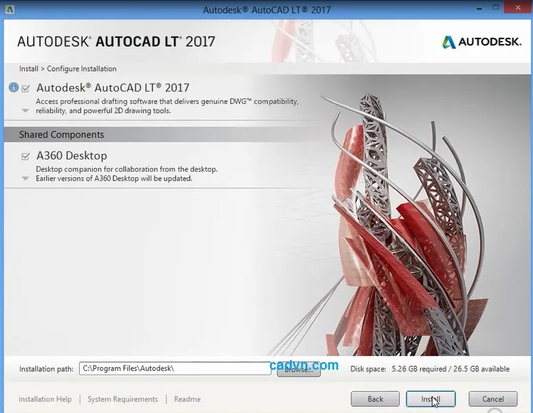 Nút Install để bắt đầu quá trình cài đặt