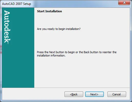 Quá trình cài đặt AutoCAD 2007 tiến triển