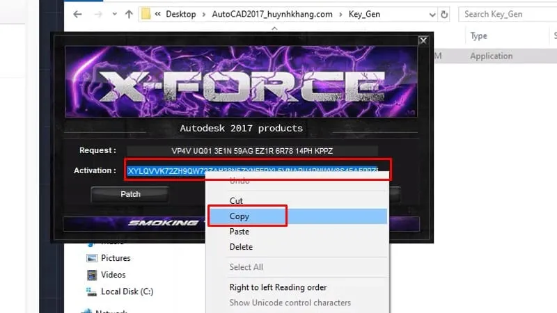 Sao chép Activation Code