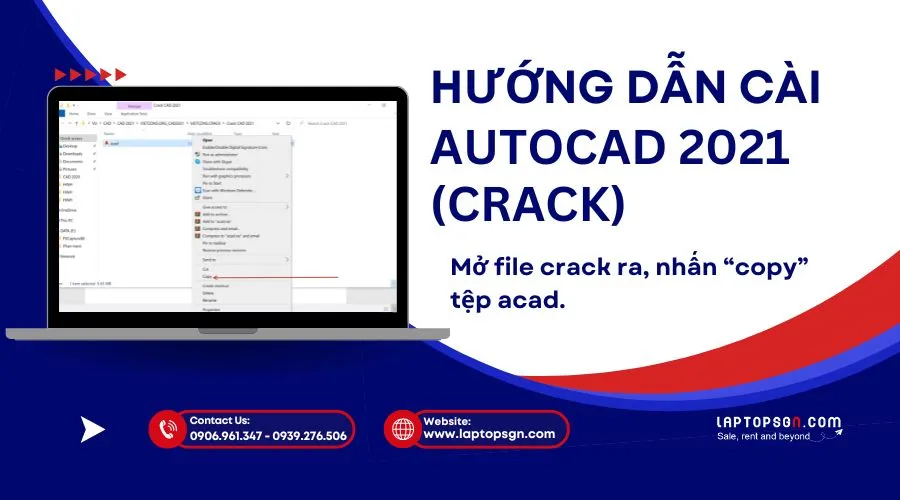 Tệp &quot;acad.exe&quot; trong thư mục crack của phần mềm AutoCAD