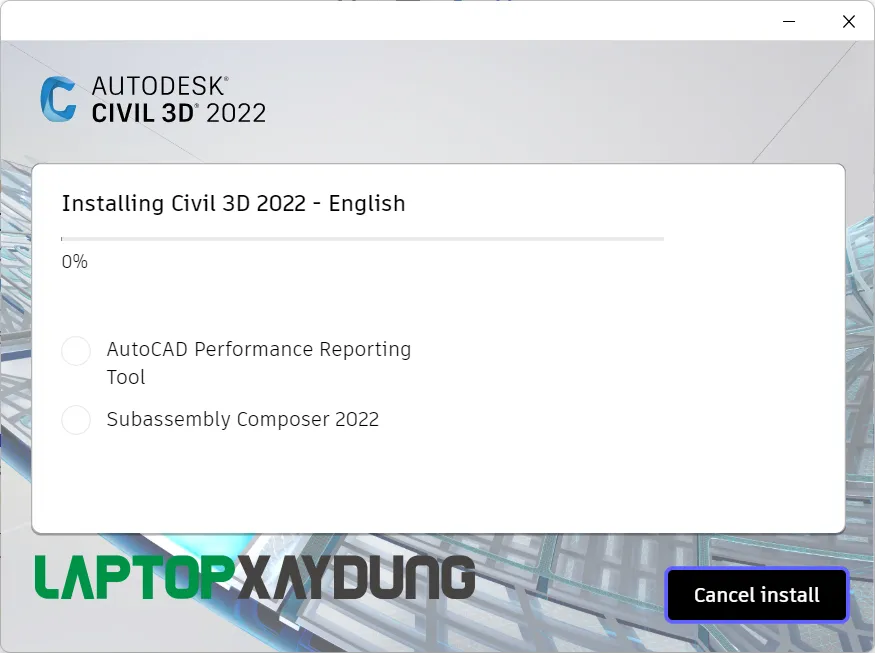 Thanh tiến trình cài đặt phần mềm