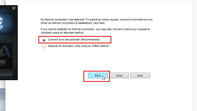 Tích như hình và bấm Back