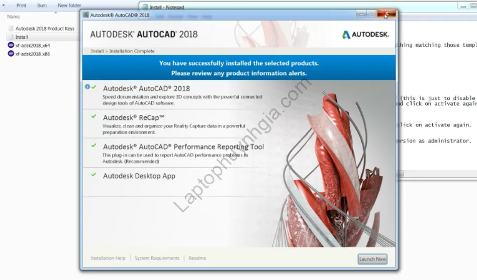 Tiến trình cài đặt Autocad 2018 đang diễn ra