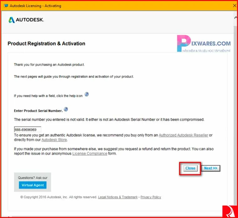Tiếp theo, bạn nhấp vào Close