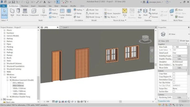 Tìm hiểu về các đối tượng cơ bản trong Revit như tường, cửa, cửa sổ