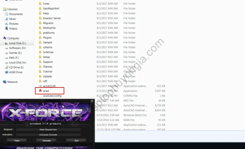 Truy cập thư mục cài đặt AutoCAD và mở file acad