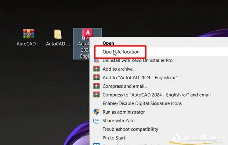 Truy cập vào thư mục cài đặt AutoCAD